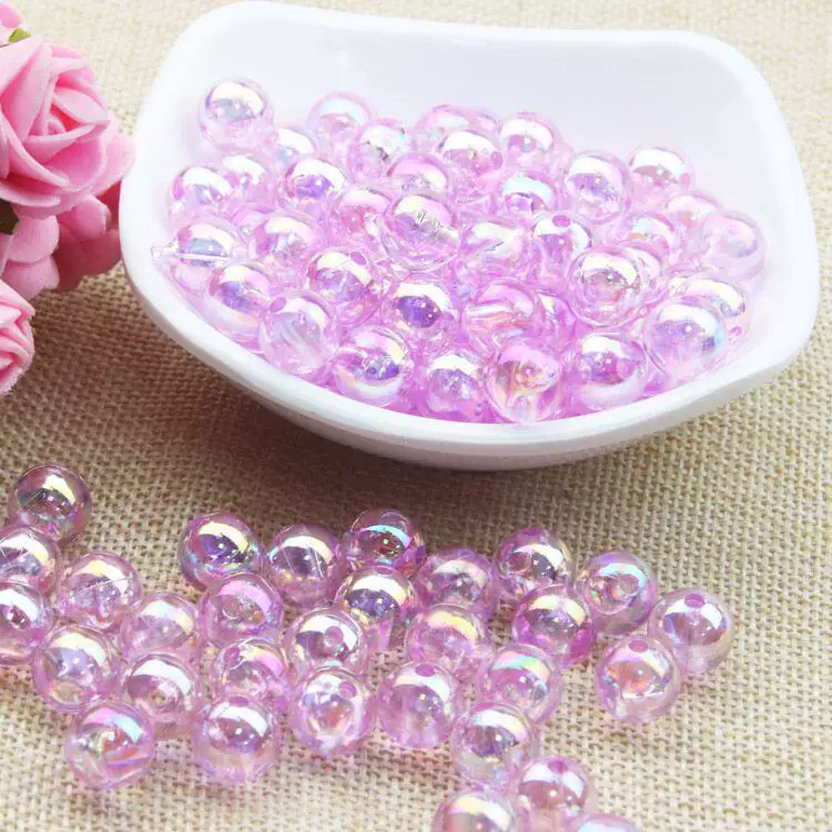 8mm 透明 AB カラー丸ビーズ アクリルビーズ 手芸パーツ ブレスレット・ネックレスアクセサリー用 バラ玉