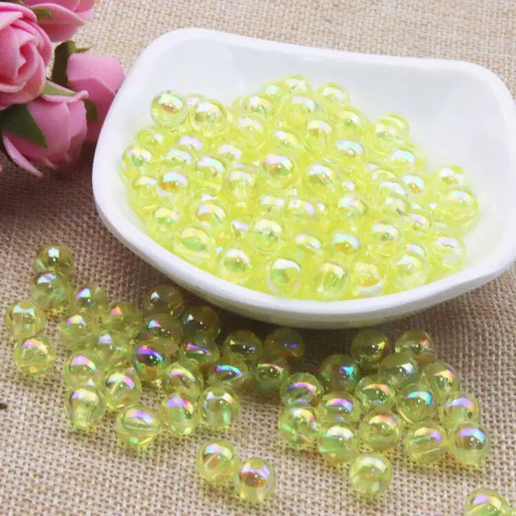 6mm 透明 AB カラー丸ビーズ アクリルビーズ 手芸パーツ ブレスレット・ネックレスアクセサリー用 バラ玉